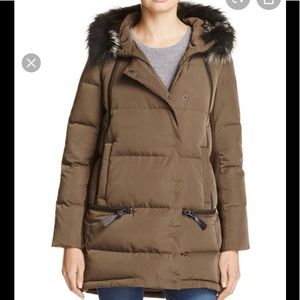 Derek Lam Dark Green Puffer with Fox Fur Collar